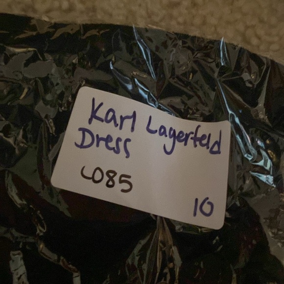 Karl Lagerfeld Beaded Crew Neck Sleeveless Black Midi Dress Size 10 - Picture 14 of 14